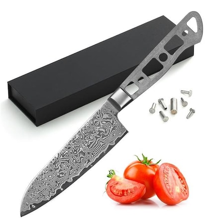 Katsura Cutlery Katsura Cutlery CKGD7B-no logo 5 in. Japanese Premium AUS 10 67 Layers Damascus Steel Small Santoku Knife Blank No Logo Woodworking Project Kit CKGD7B-no logo